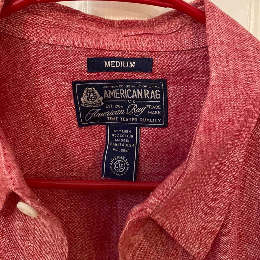 American Rag - Mens (medium) - long sleeve button up - Linen/Cotton